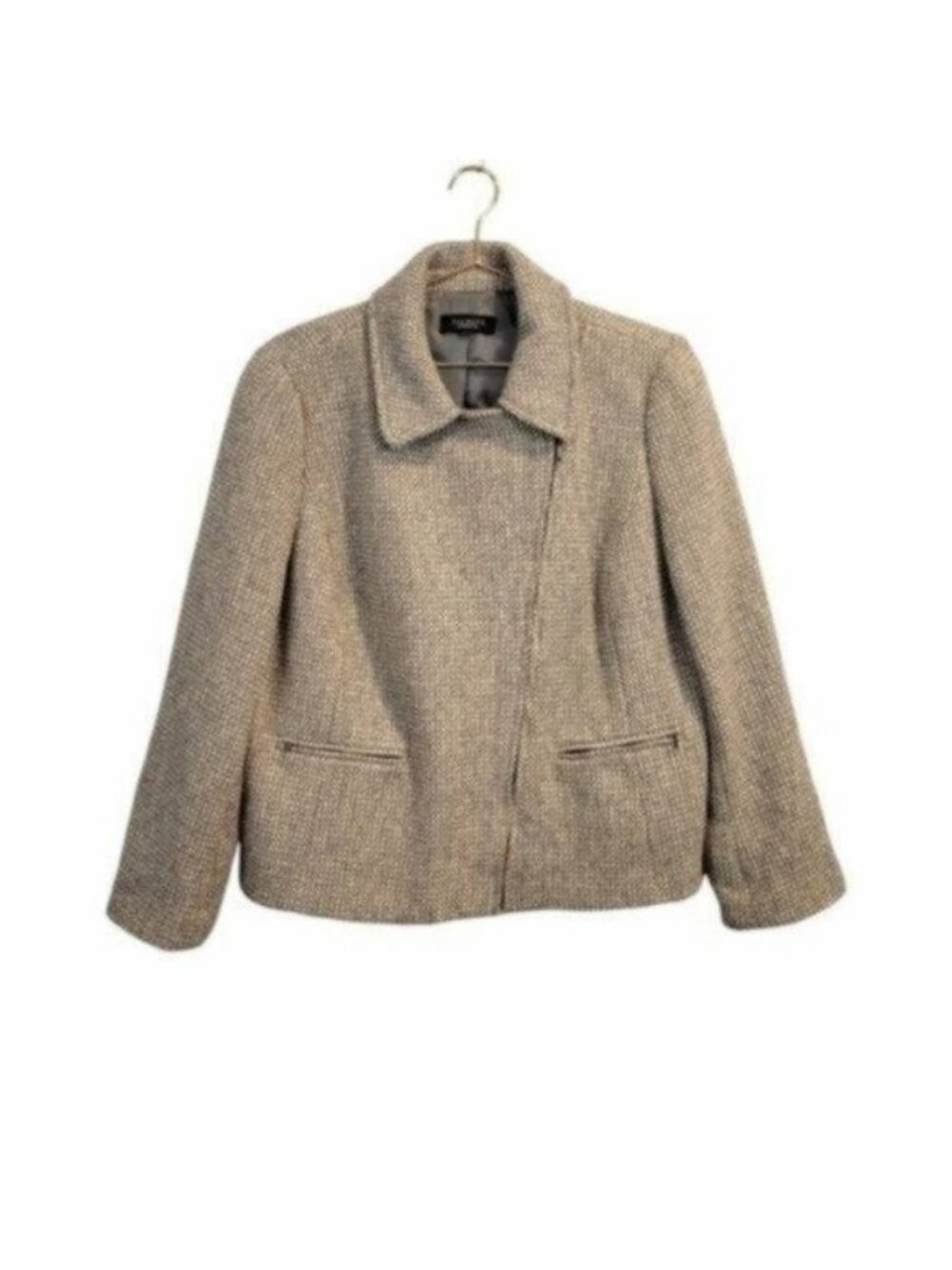 Talbots | Wool Tweed Full Asymmetrical Zip Jacket Gray